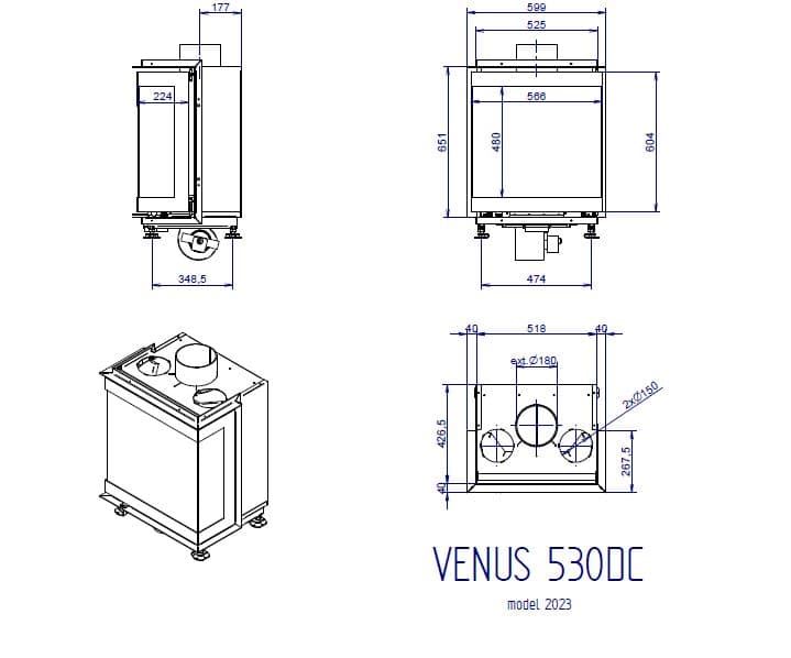 Chimenea de leña M Design Venus 530 V23 3 caras - Imagen 2