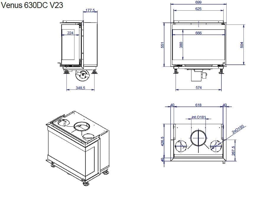 Chimenea de leña M Design Venus 630 V23 3 caras - Imagen 2