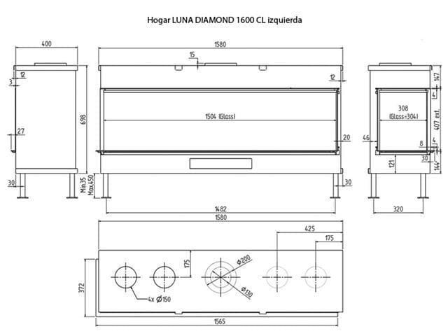 Chimenea gas MDLD Luna Diamond 1600 CL/CR (Esquinera) - Imagen 2