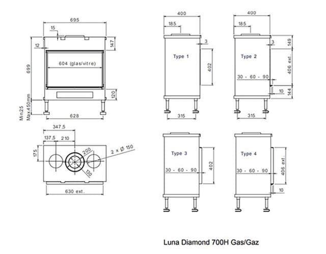 Chimenea gas MDLD Luna Diamond 700 H (Frontal) - Imagen 2