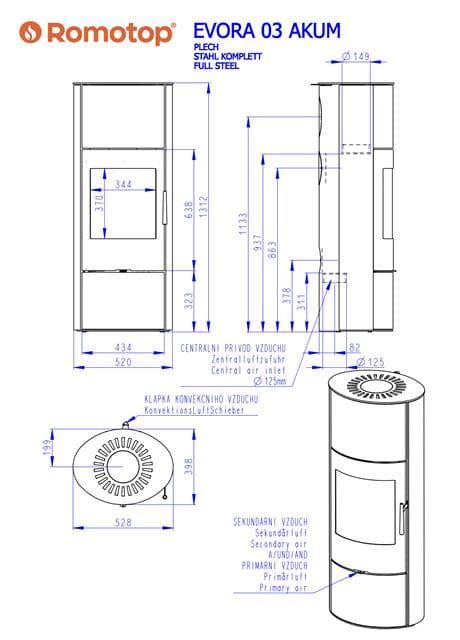 Estufa de leña Evora 03 AKUM (Metálica) - Imagen 2