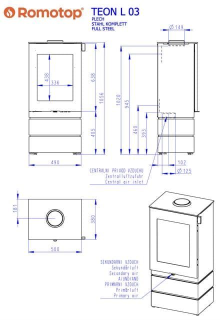 Estufa de leña Romotop Teon L03 (metálica) - Imagen 3