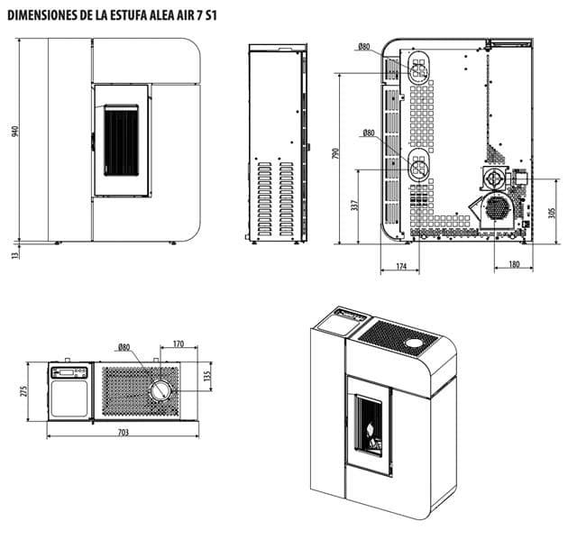 Estufa de pellet Alea Air 7 R - Imagen 3