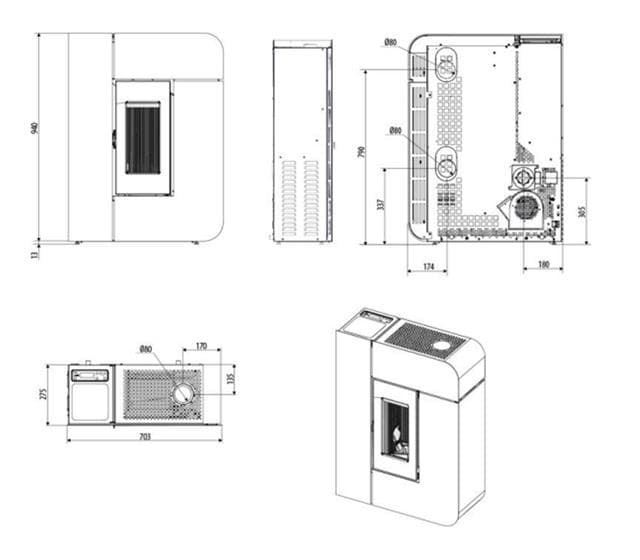 Estufa de pellet Alea Air 7 XUP R - Imagen 3