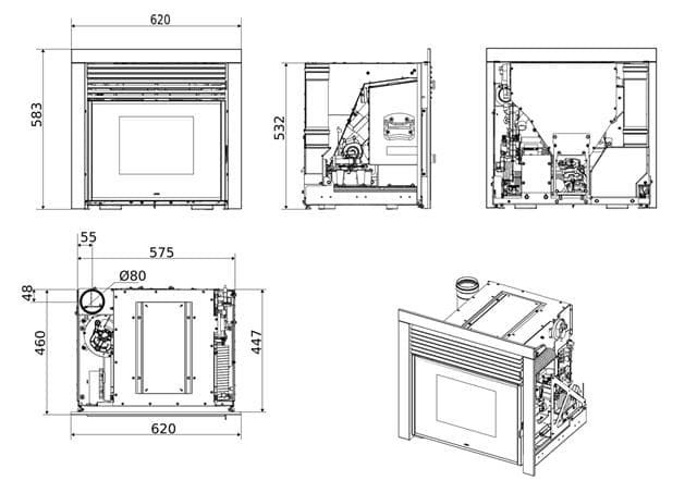 Insert de pellet QBox 60 7kW - Imagen 3